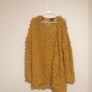 Yellow shag cardigan!